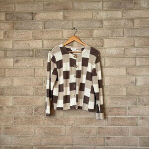 vintage christopher & banks neutral color block cardigan sweater